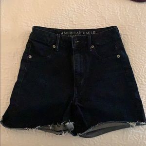 American eagle high waisted dark wash denim shorts
